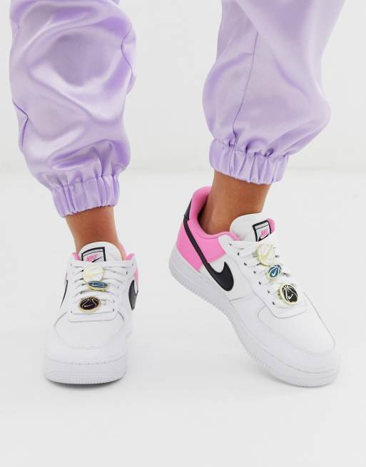 Nike White Pink And Black Basketball Badge Air Force 1 07