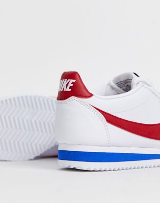 nike white red and blue classic cortez retro leather sneakers