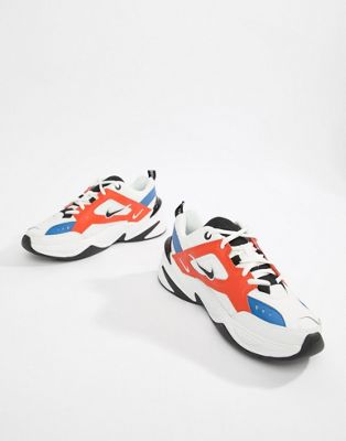 nike white red and blue m2k tekno trainers