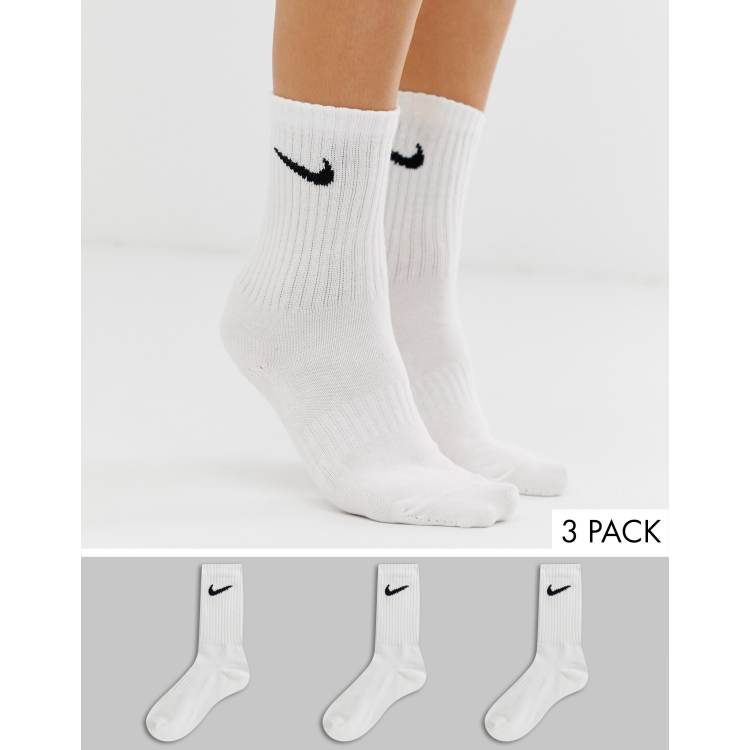 Nike white swoosh logo 3 pack crew socks ASOS