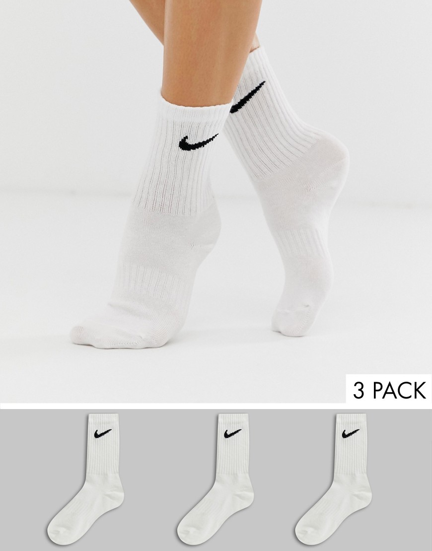 Nike white swoosh logo 3 pack crew socks-Multi
