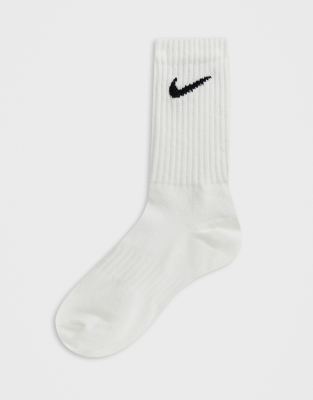 Nike white swoosh logo 3 pack crew 