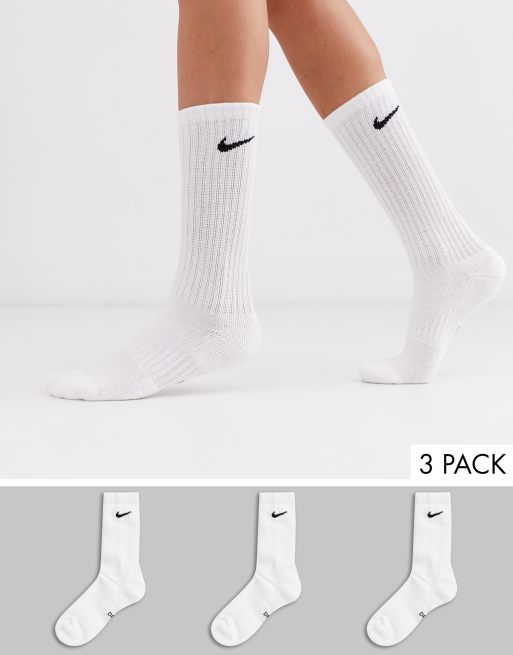 skraber Håndværker Fakultet Nike white swoosh logo 3 pack crew socks | ASOS