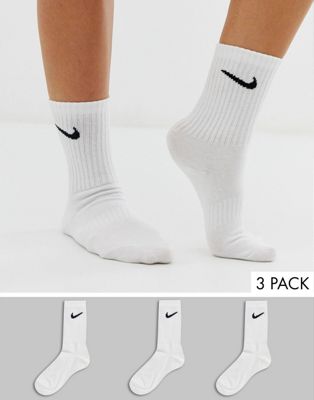 nike white swoosh logo 3 pack crew socks