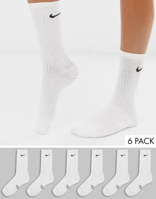 white nike socks with grey swoosh