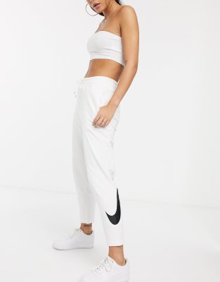 nike white swoosh track pants