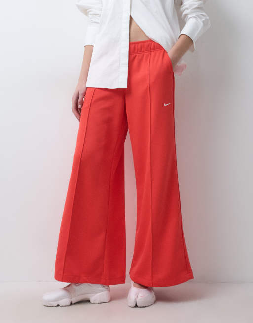 Nike wide leg track pant in crimson red, 4 of 5