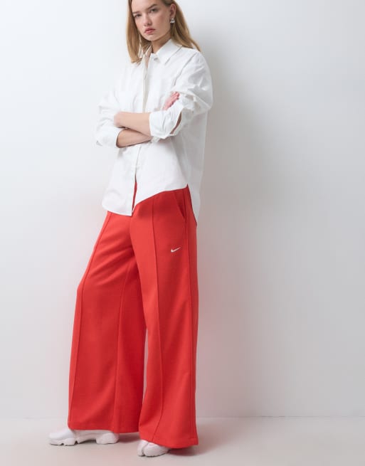 Nike wide leg track pant in crimson red, 5 of 5