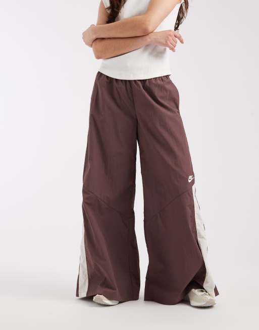 Nike wide leg woven pants in brown , 2 of 5