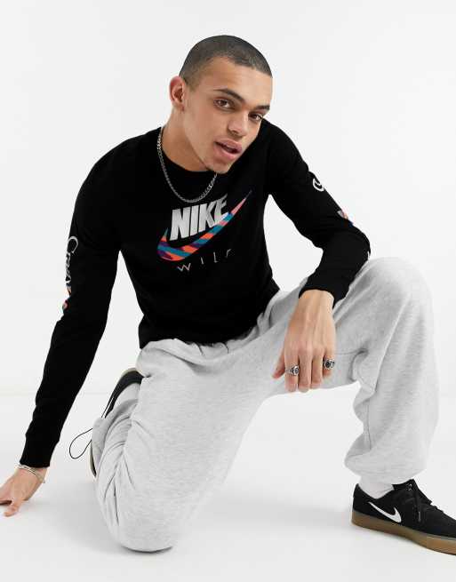 Nike Wild graphic long sleeve t shirt in black ASOS