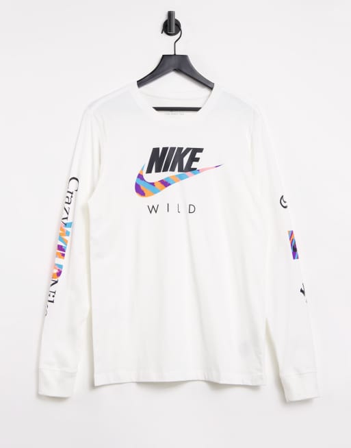 Download Nike Wild graphic long sleeve t-shirt in white | Copperlan