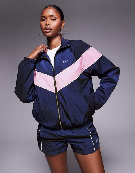 Nike - Windrunner - Marineblå/lilla vævet træningsjakke - view 1