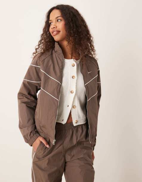 Nike windrunner track jacket in brown - view 1