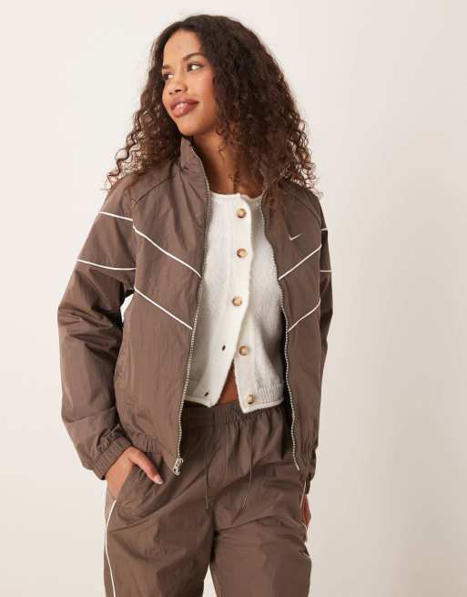 Nike windrunner track jacket in brown