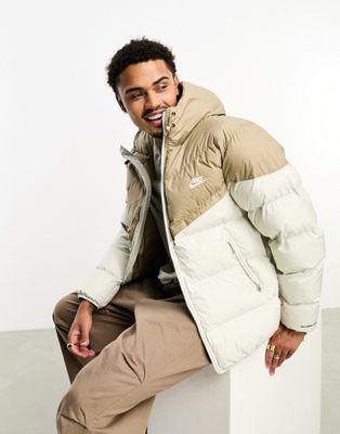 Nike Windrunner insulated hooded jacket in khaki and sail - ASOS Price Checker