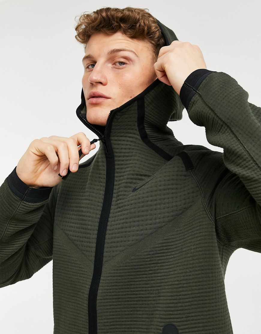 Nike Winterized Tech Fleece zip-through hooded jacket in dark green