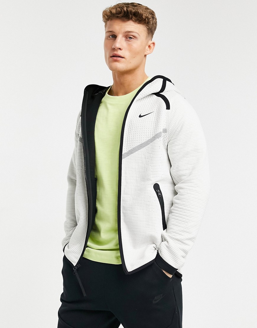 Nike Winterized Tech Fleece zip-through hooded jacket in stone-Neutral