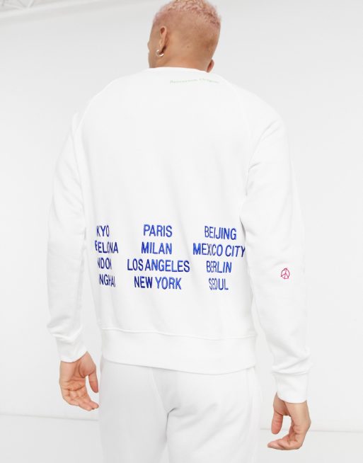 White graphic crewneck discount sweatshirt