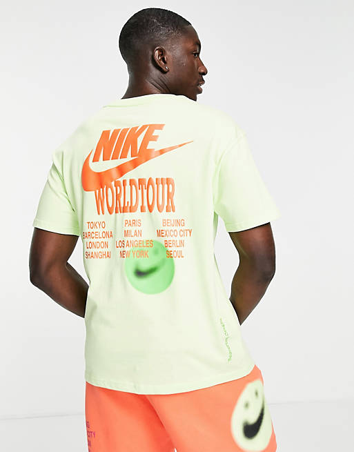  Nike World Tour Pack graphic oversized t-shirt in lime 