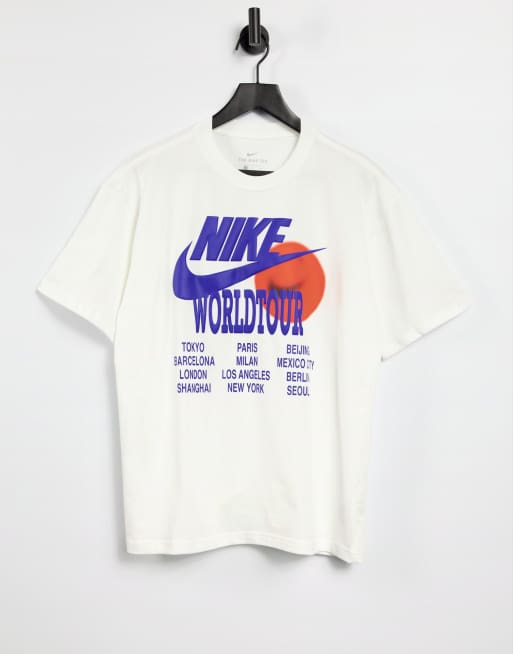 nike world tour pack graphic oversized t shirt in black