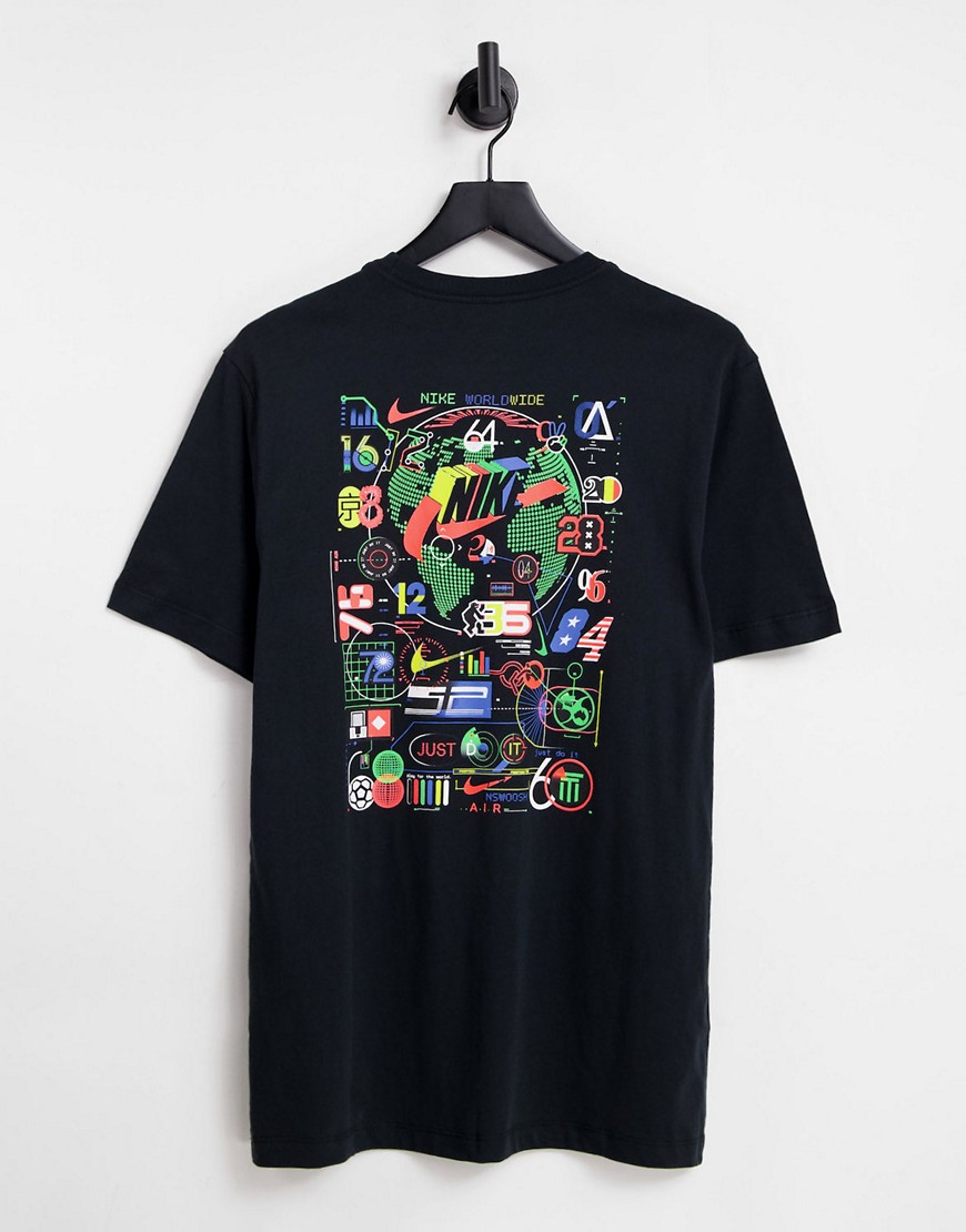 Nike Worldwide Icons back print t-shirt in black