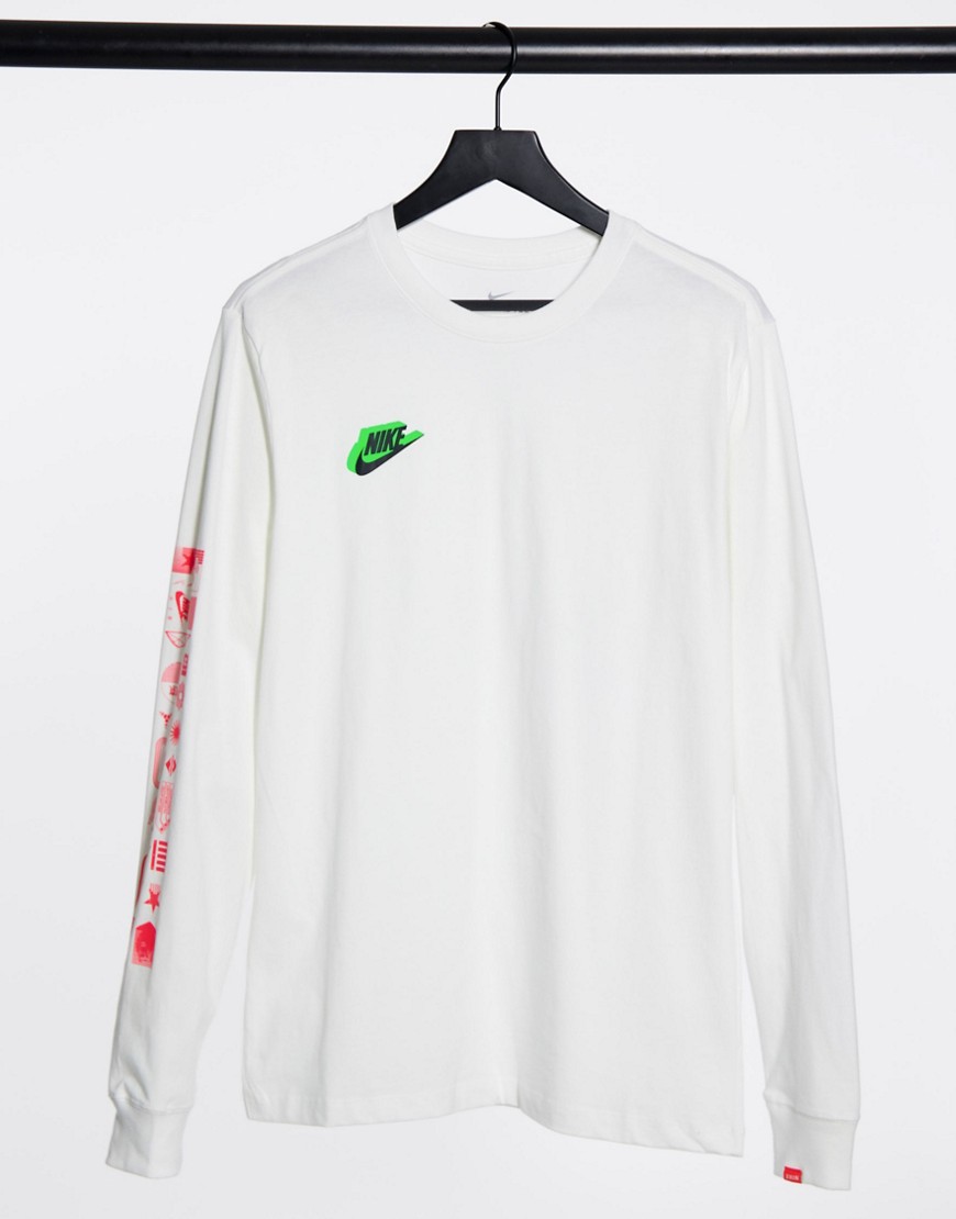 Nike Worldwide long sleeve t-shirt with sleeve print in white