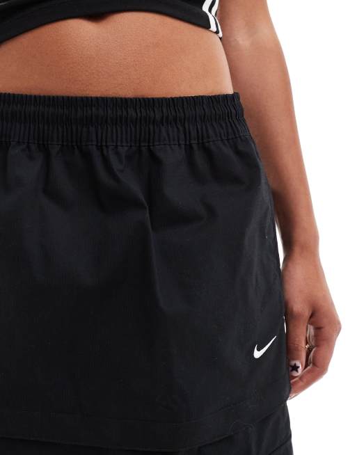 Nike Woven 2 n 1 maxi and mini skirt with zip detail in