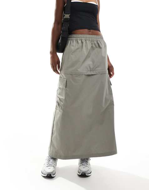 Nike Woven 2 n 1 maxi and mini skirt with zip detail in grey - view 1