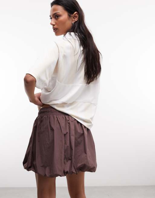 Nike woven bubble skirt in brown, 4 of 5