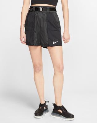 nike woven buckle shorts in black