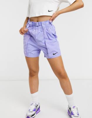 nike woven buckle shorts in white