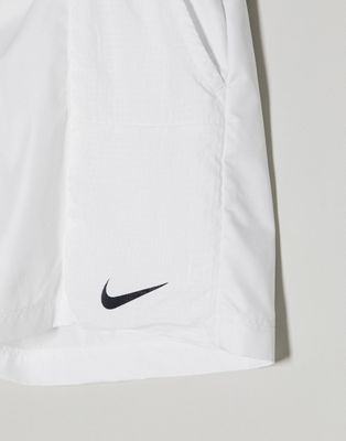 nike woven buckle shorts in white