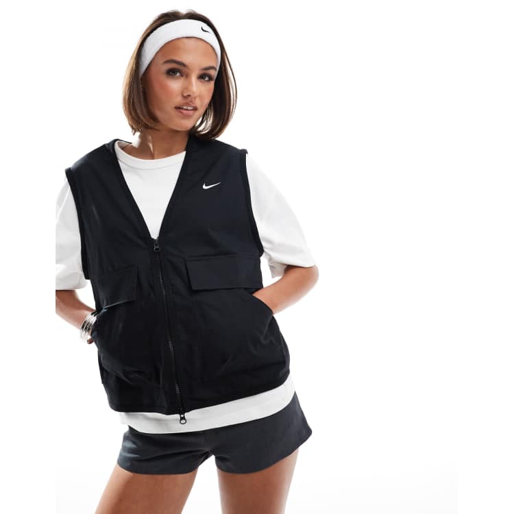Nike woven cargo vest in black