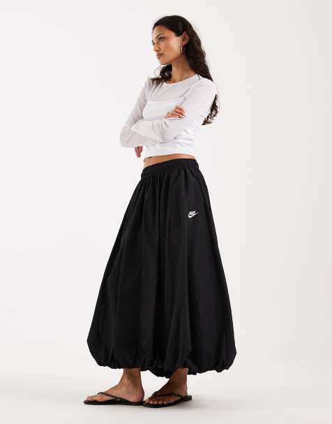 Nike woven full length bubble skirt in black 