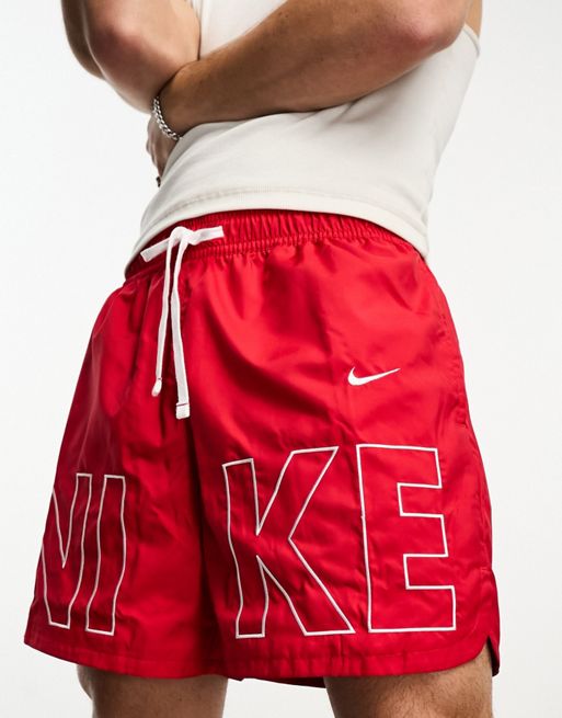 Nike woven logo printed shorts in red | ASOS