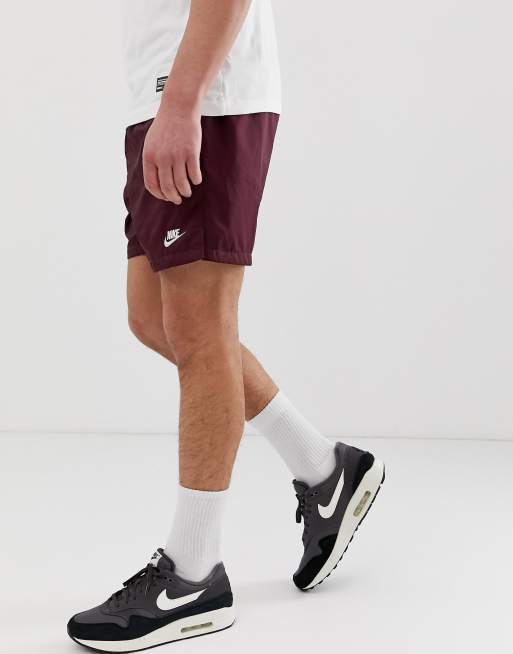 Nike woven 2025 logo shorts burgundy