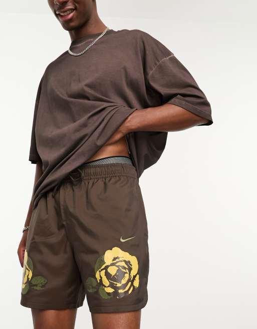 Nike woven rose print shorts in brown part of a set ASOS