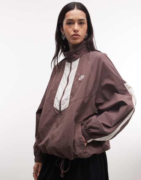 Nike woven running jacket in brown - view 1