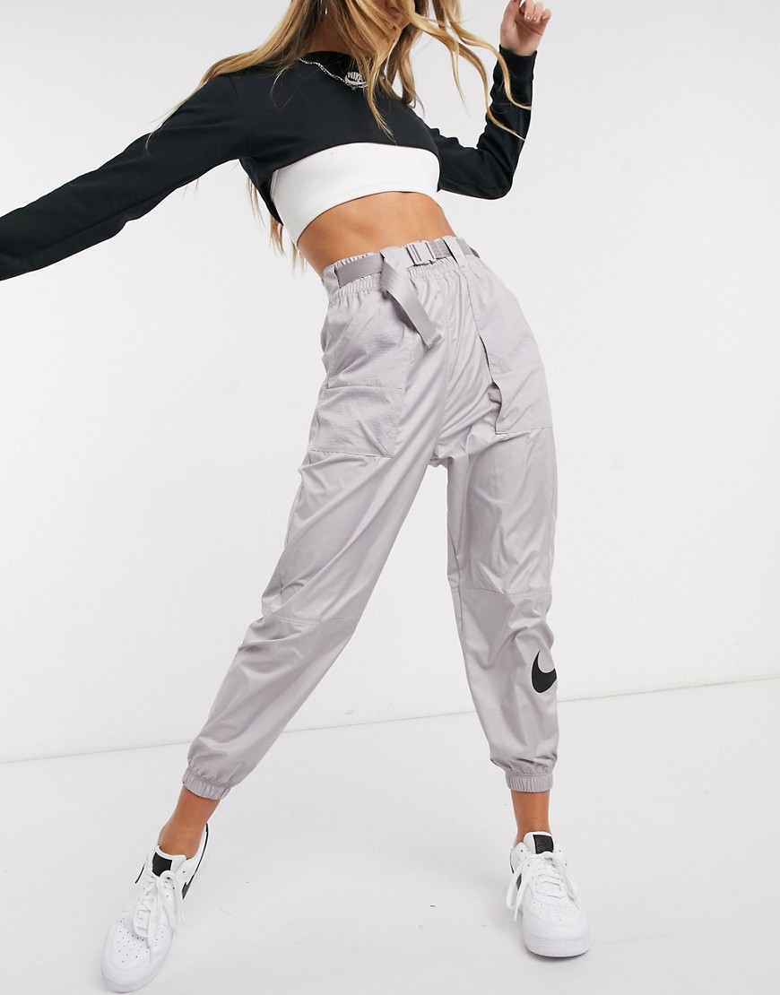 Nike Woven Swoosh grey Cargo Pants With Belt
