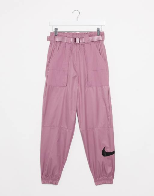nike woven swoosh cargo pants with belt in off white