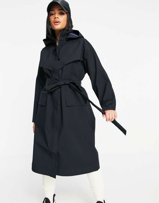 Nike woven trench coat in black