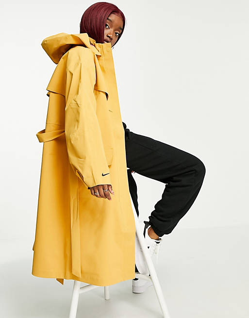 Nike woven trench coat in yellow