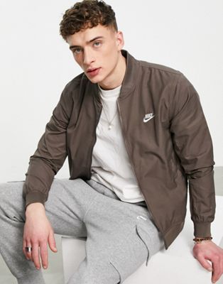 Nike woven unlined bomber jacket in ironstone brown