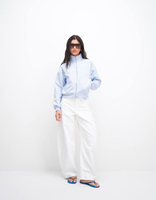 Nike woven windrunner track jacket in light blue, 3 of 4