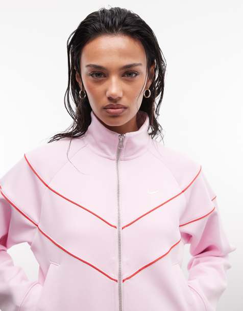 Nike woven windrunner track jacket in light pink - view 1