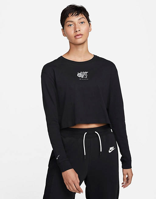 Nike X Naomi Osaka cropped long sleeve T-shirt in black | ASOS