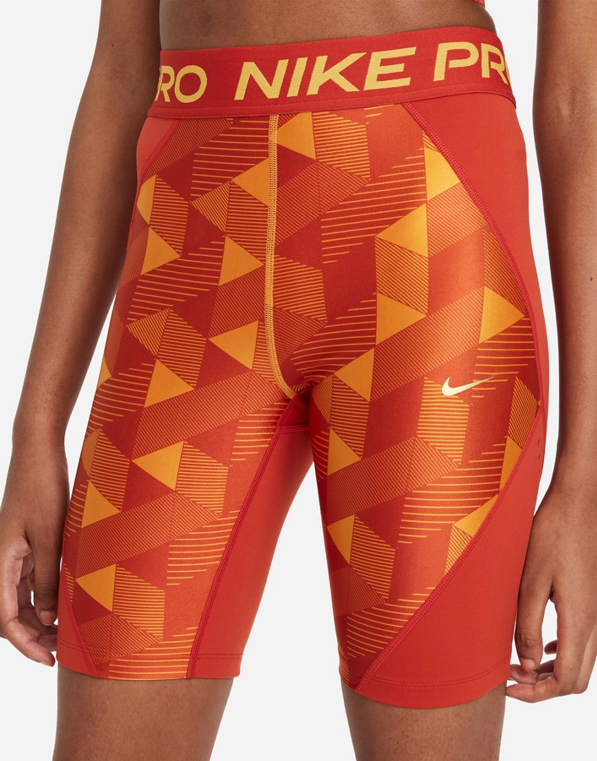 Nike X Serena Design-Crew geo print legging shorts in terracotta-Orange