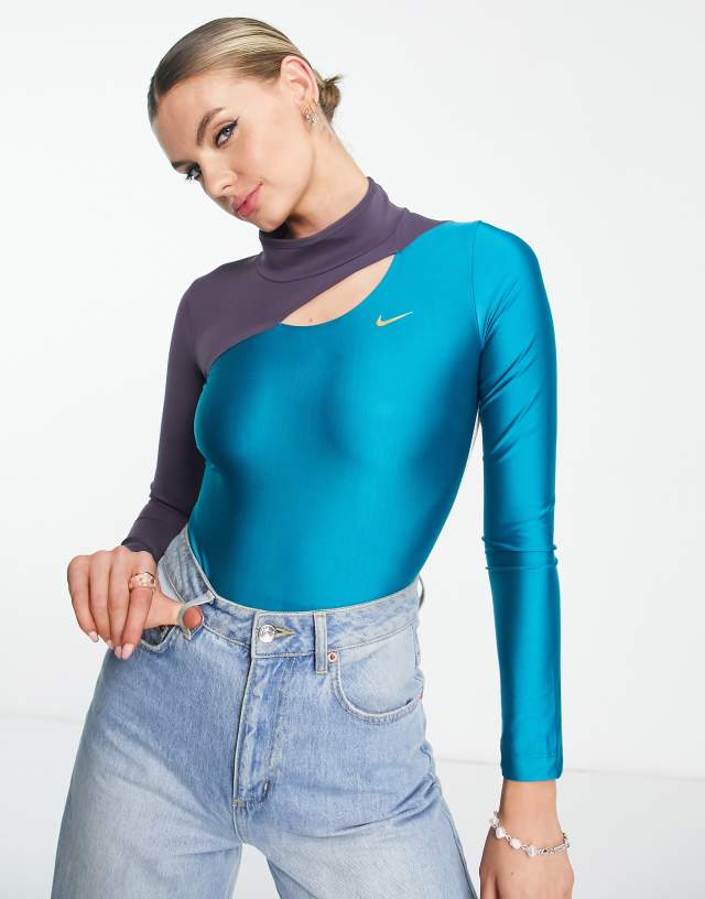 Nike X Serena Design Crew long sleeve bodysuit in teal/black