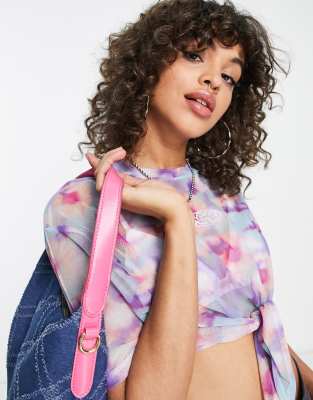 Nike Y2k Cropped Front Tie T-shirt In Pink And Multi