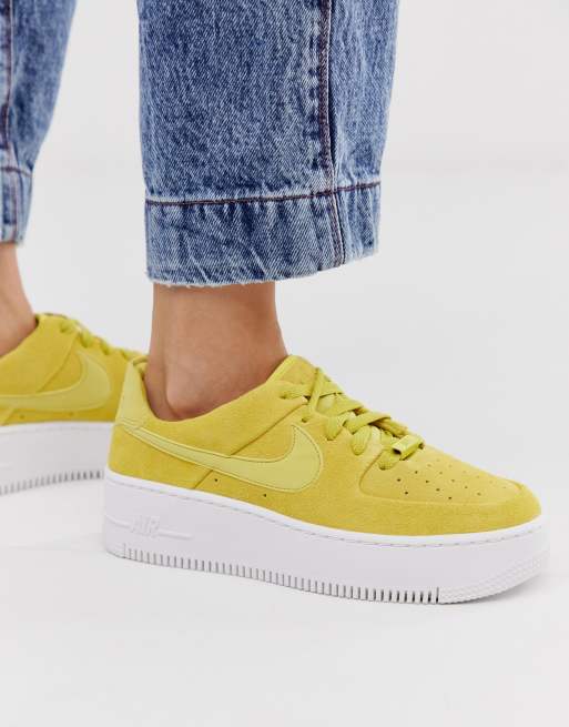 Nike yellow air deals force 1 sage trainers